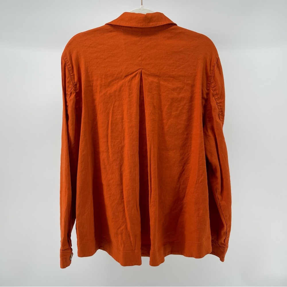 Chico's Linen Blend Button Front Shacket, Burnt Orange, Women's XL (3) - Picture 4 of 6
